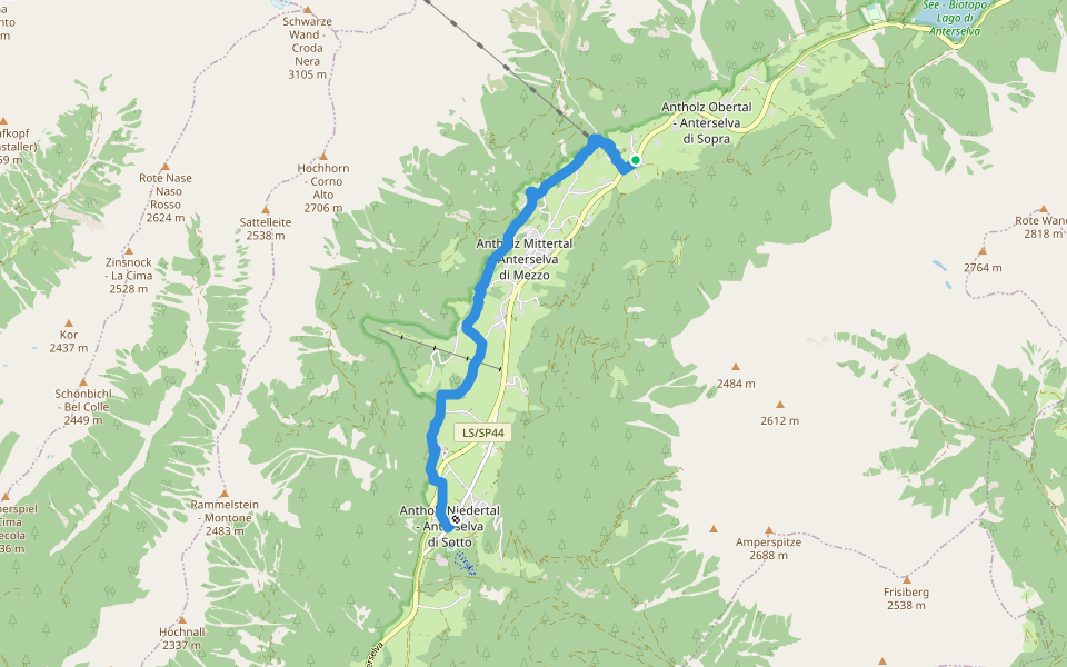 Franzosensteig walking route map in Arbusti