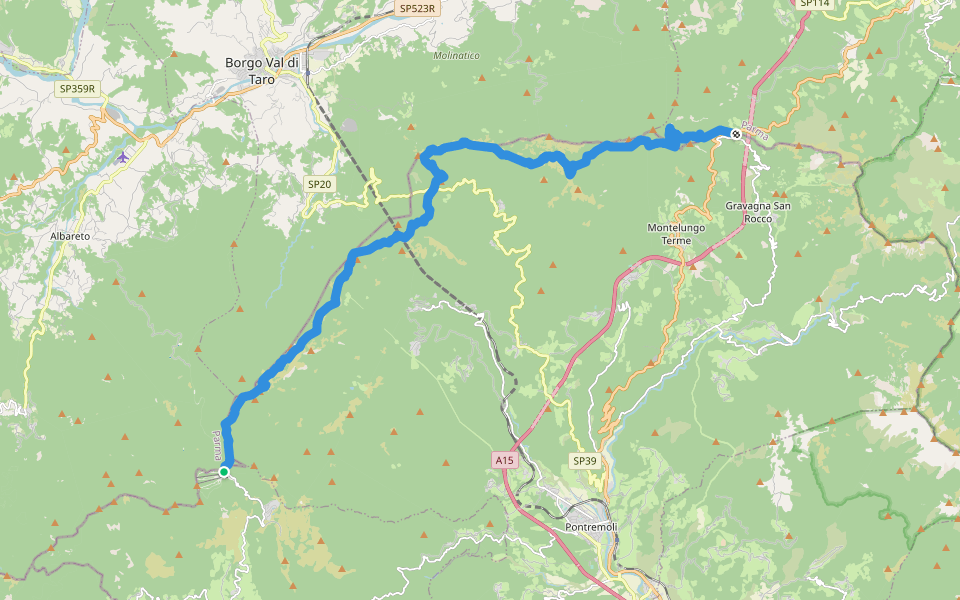 E1 Toscana 01 Passo dei Due Santi - Passo della Cisa walking route map in Chiesa di Rossano