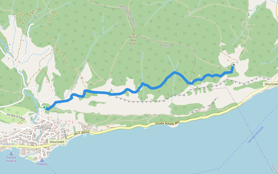 Sentiero dei Fiori walking route map in Predore