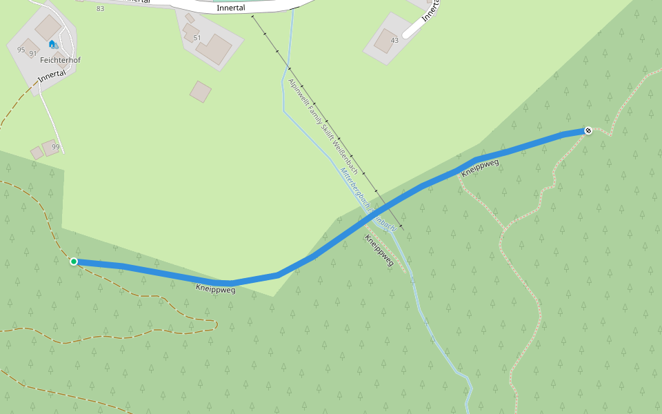 Kneippweg walking route map in Innertal