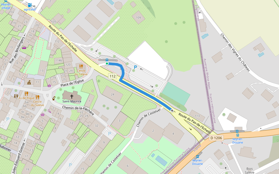 Veyrier - téléphérique du Salève walking route map in Veyrier