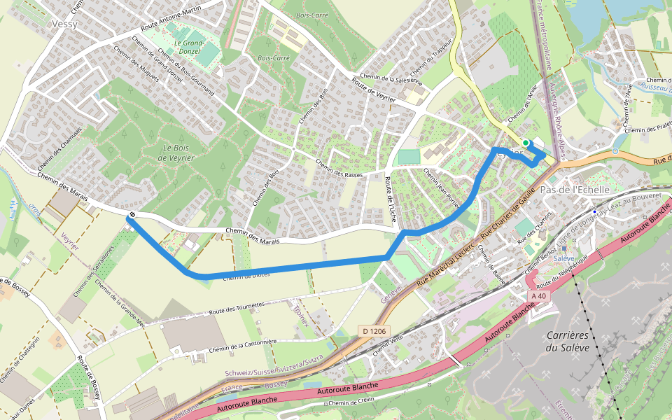 Veyrier - Grande Tuillière walking route map in Veyrier