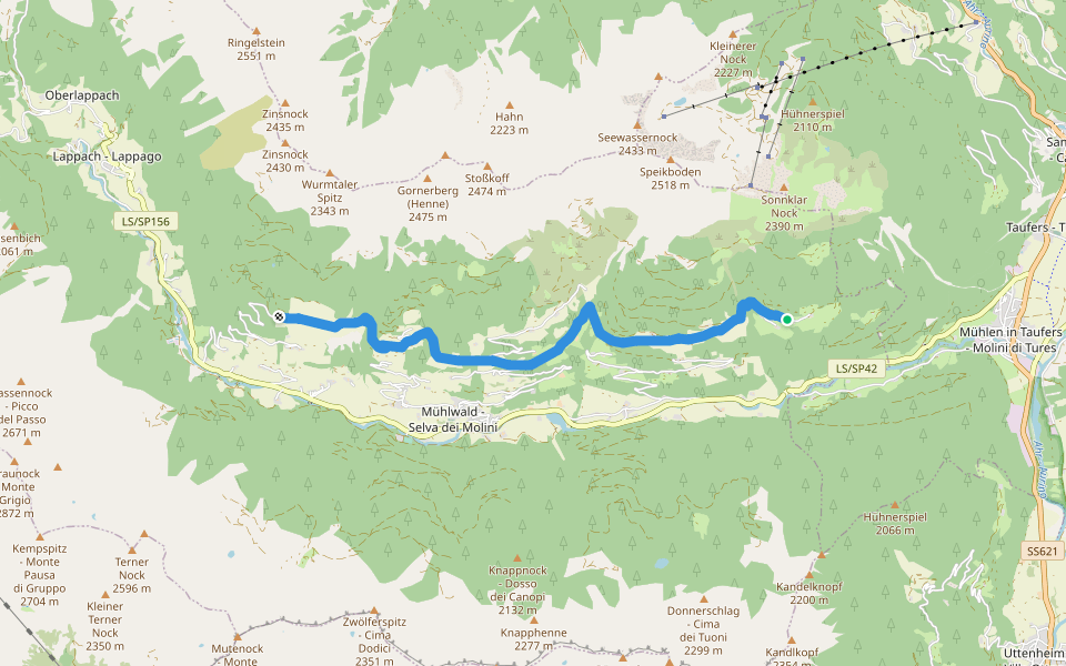 Mühlwalder Höfeweg walking route map in La Pietra