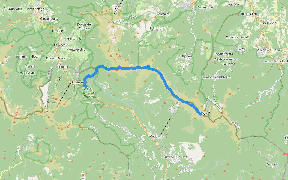 E1 Toscana 09 Abetone Boscolungo - Lago Scaffaiolo walking route map in Consuma