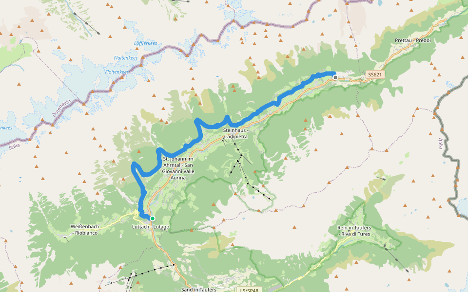 Sunnsatweg walking route map in Luttach