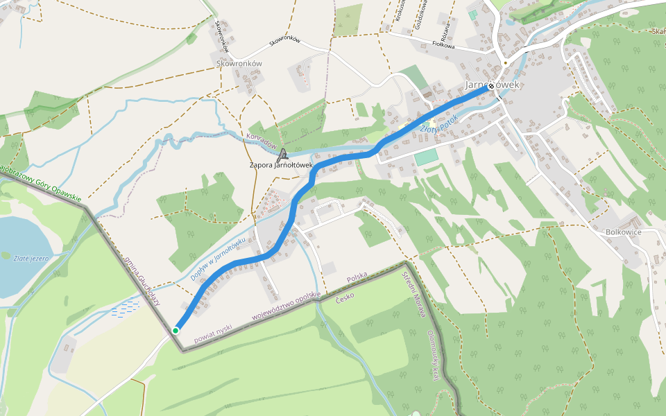 Jarnołtówek - Granica walking route map in Jarnołtówek