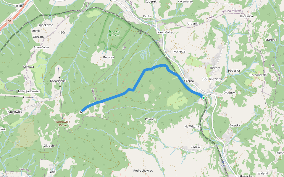 Ścieżka Nordik Wlaking "Kiczoranka" walking route map in Sól-Kiczora