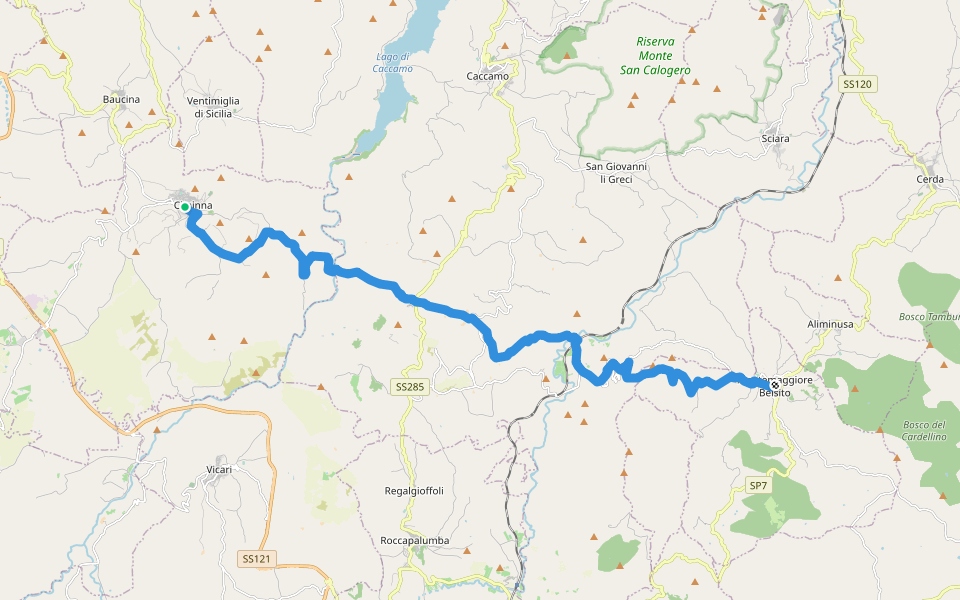 Sentiero Italia - Tappa V13 walking route map in Ciminna