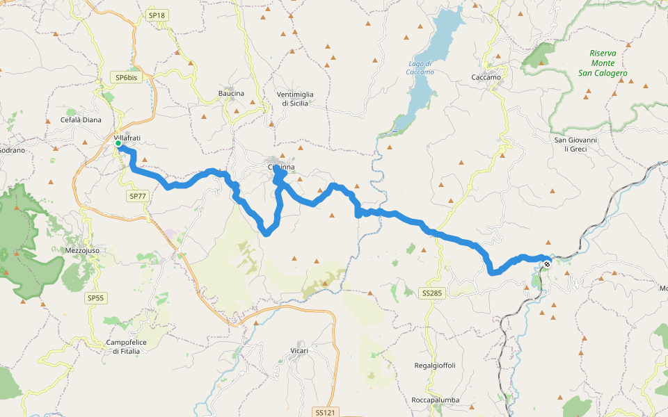 Sentiero 401 walking route map in Villafrati