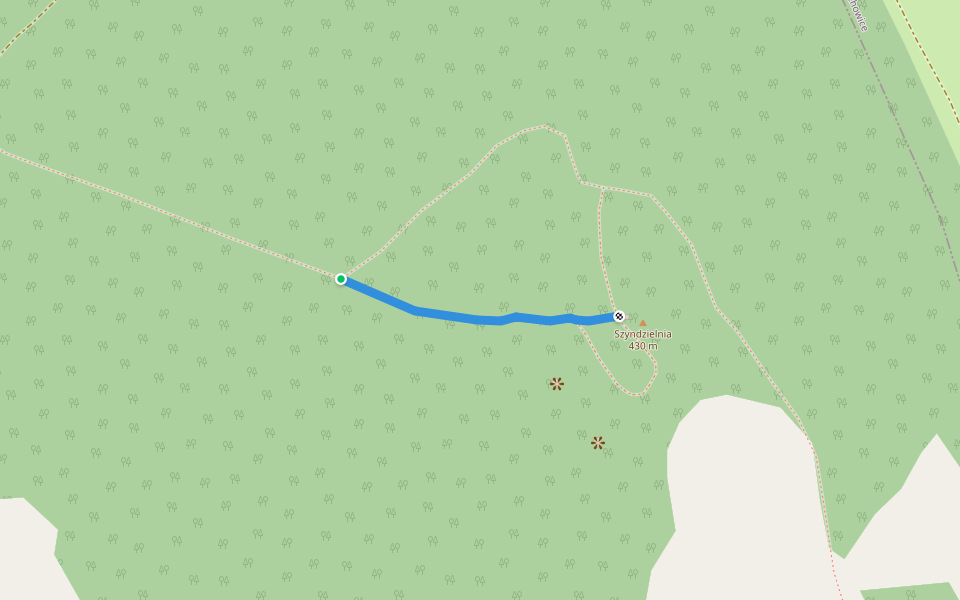 Żółty szlak dojściowy do ruin wieży widokowej na Szyndzielni walking route map in Kłodzko