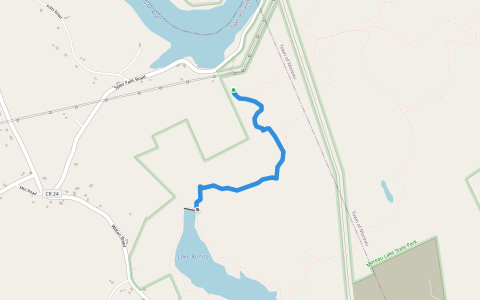 Waterfall Trail walking route map in Corinth