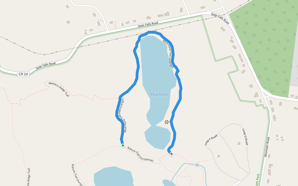 Mud Pond Trail walking route map in Wilton
