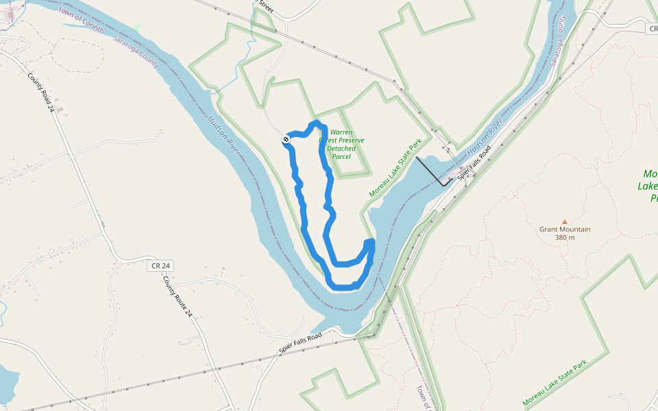 Stonewall Trail walking route map in Lake Luzerne