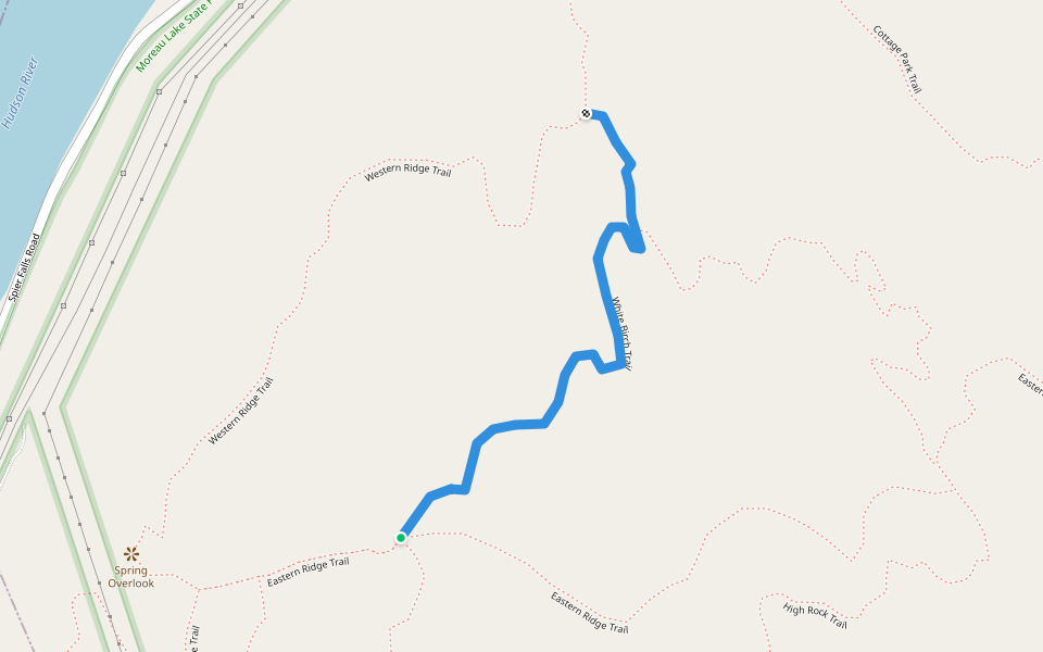 White Birch Trail walking route map in Corinth