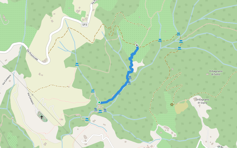 Da Sentiero 310 a 305 walking route map in Castelnuovo Magra