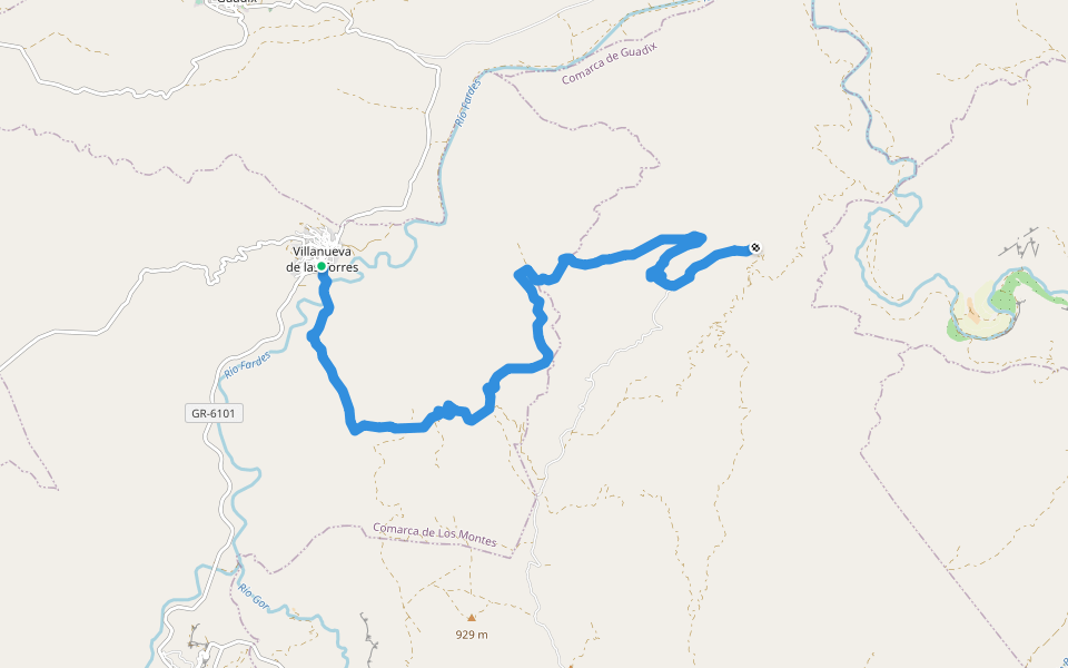 PR-A 425 Villanueva de las Torres - Los Coloraos walking route map in Villanueva de las Torres