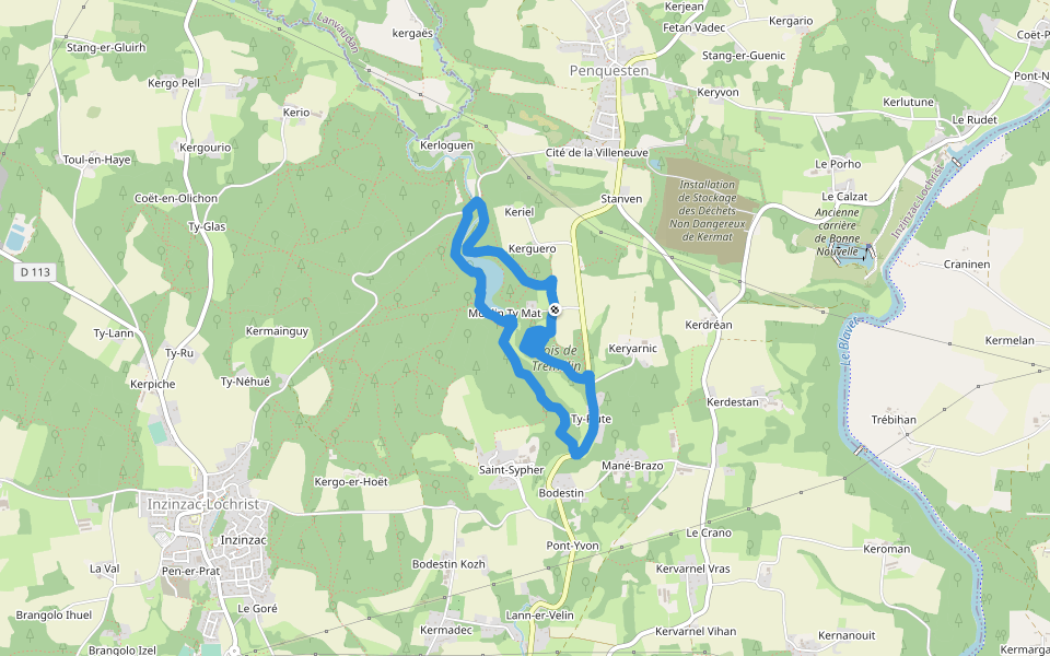 Circuit du Ty-Mat walking route map in Inzinzac-Lochrist