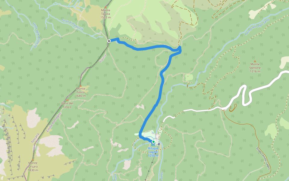 E1 Toscana 02 Variante 2.4 walking route map in Lagdei