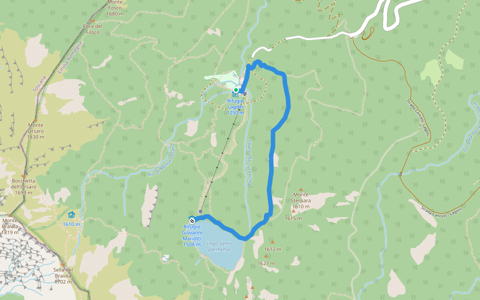 E1 Toscana 03 Variante 3.1 walking route map in Lagdei