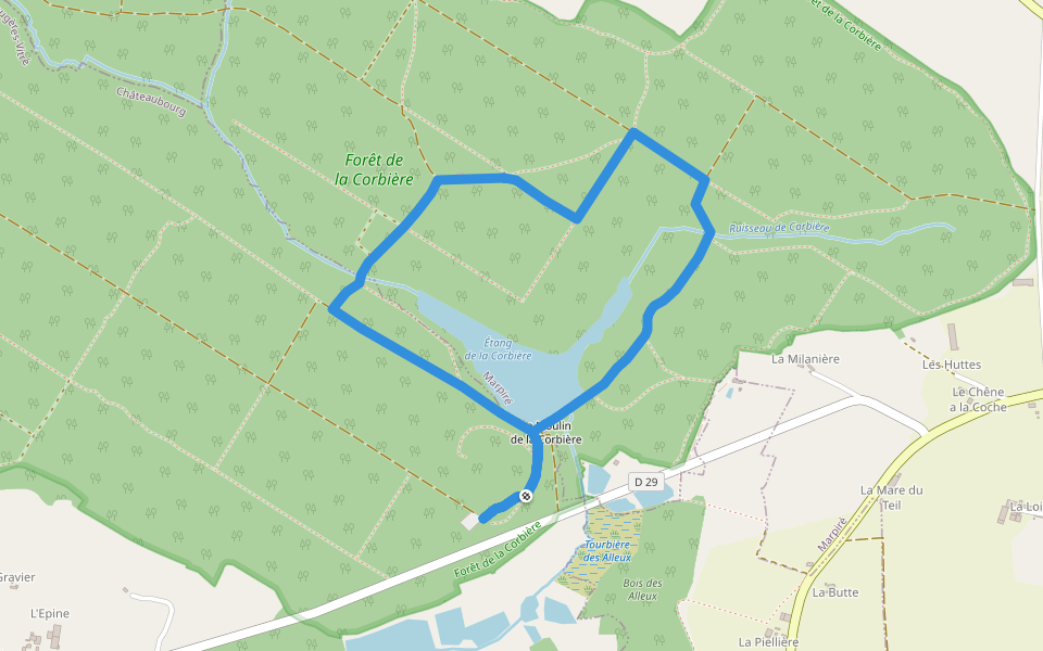 Foret de la Corbière - circuit découverte walking route map in Marpiré