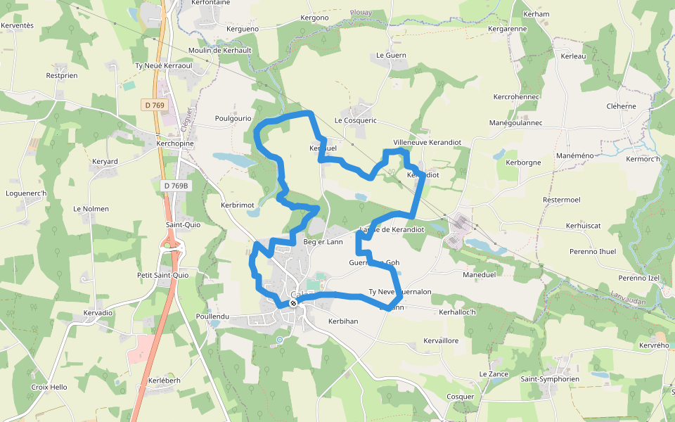 Circuit du Lec'h walking route map in Calan