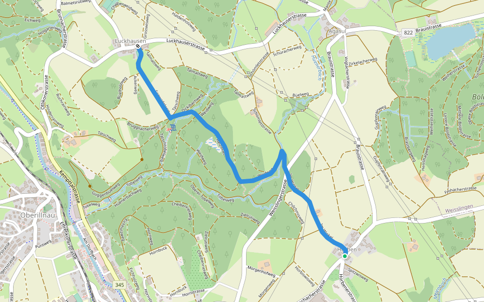 Horben - Luckhausen walking route map in Illnau-Effretikon