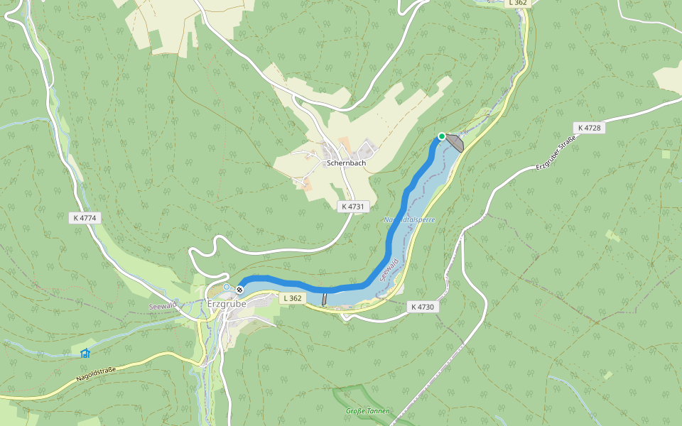 Heidenbergweg - Nagoldstausee Nagoldmündung
