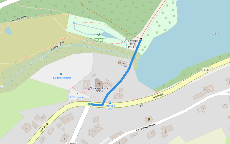 Erzgrube Seestraße - Nagoldstausee Nagoldmündung