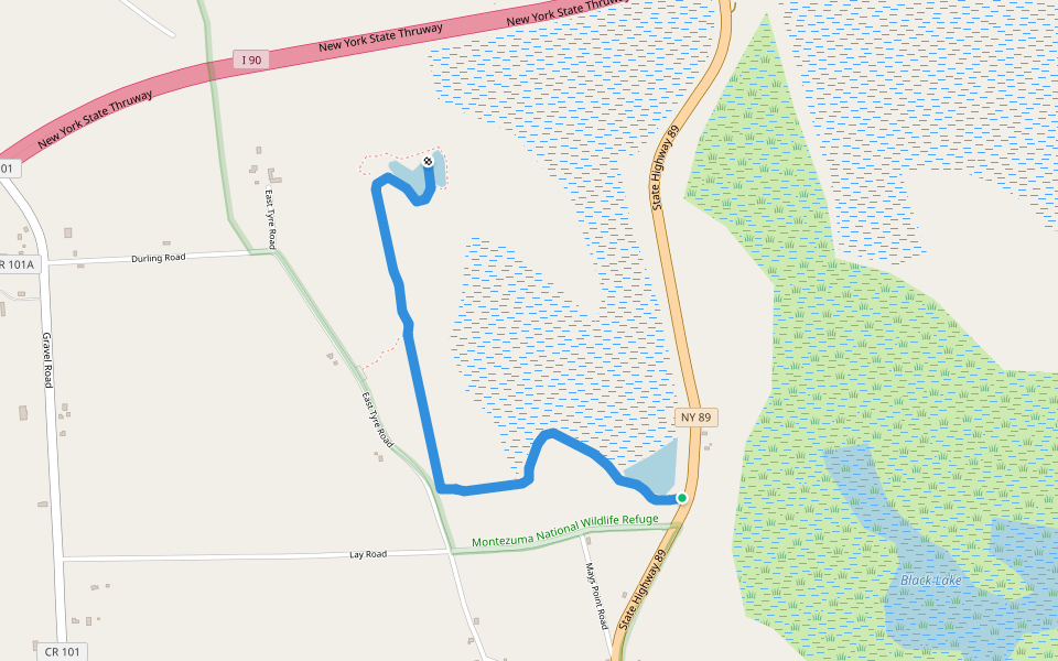 South Spring Pool Trail walking route map in Seneca Falls