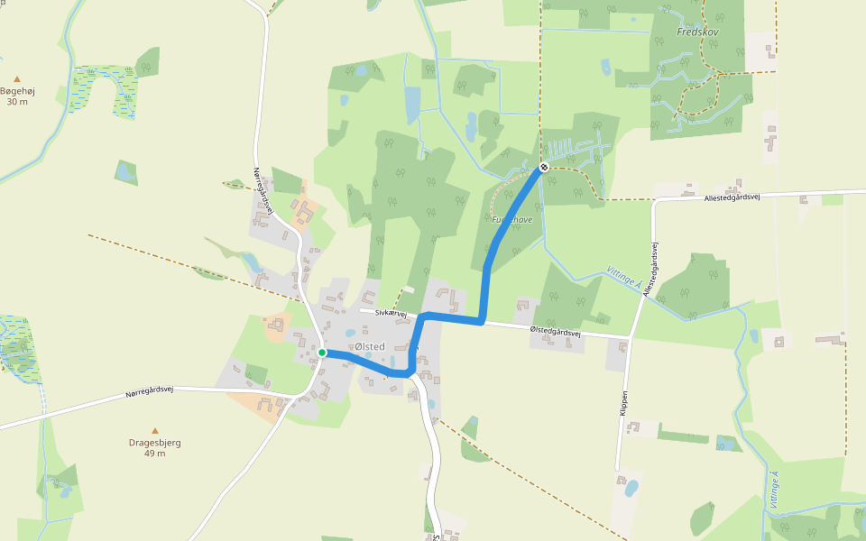 Fredskovsporet Approach B walking route map in Broby