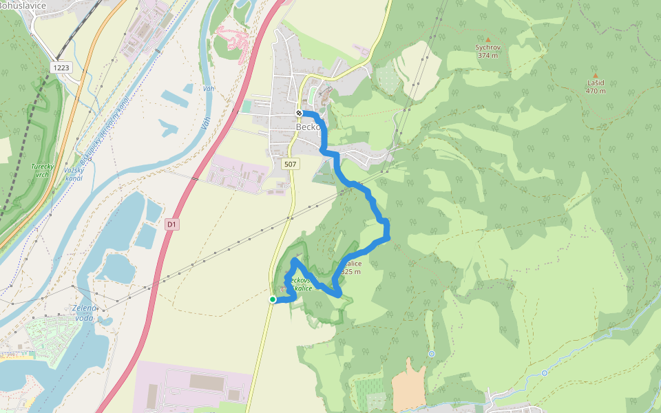 Náučný chodník Beckovské Skalice walking route map in Beckov