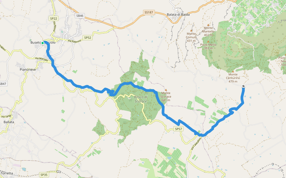 Buseto Palizzolo Castello Inici walking route map in Buseto Palizzolo