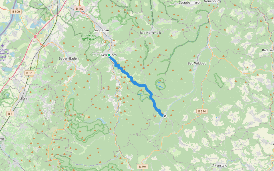 Gernsbach - Enzklösterle walking route map in Gernsbach