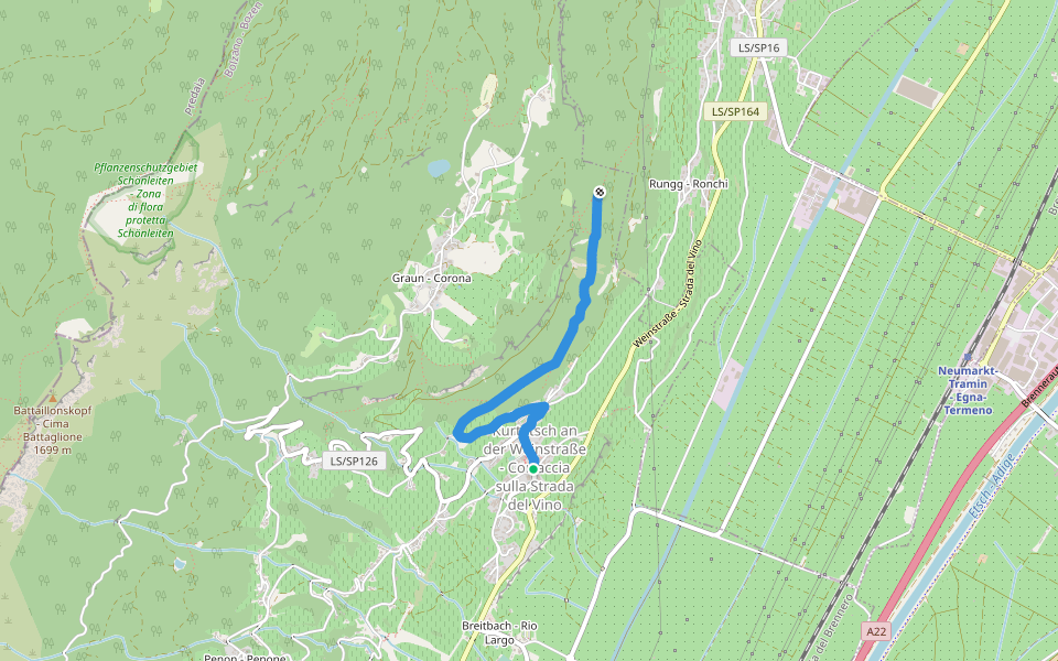 Panoramaweg walking route map in Cortaccia