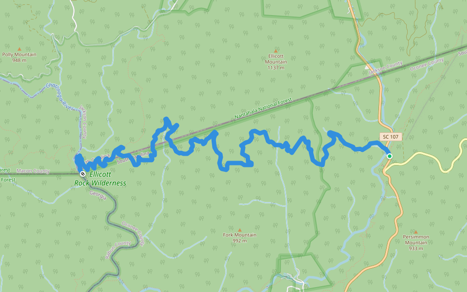 Fork Mountain Trail walking route map in Tamassee