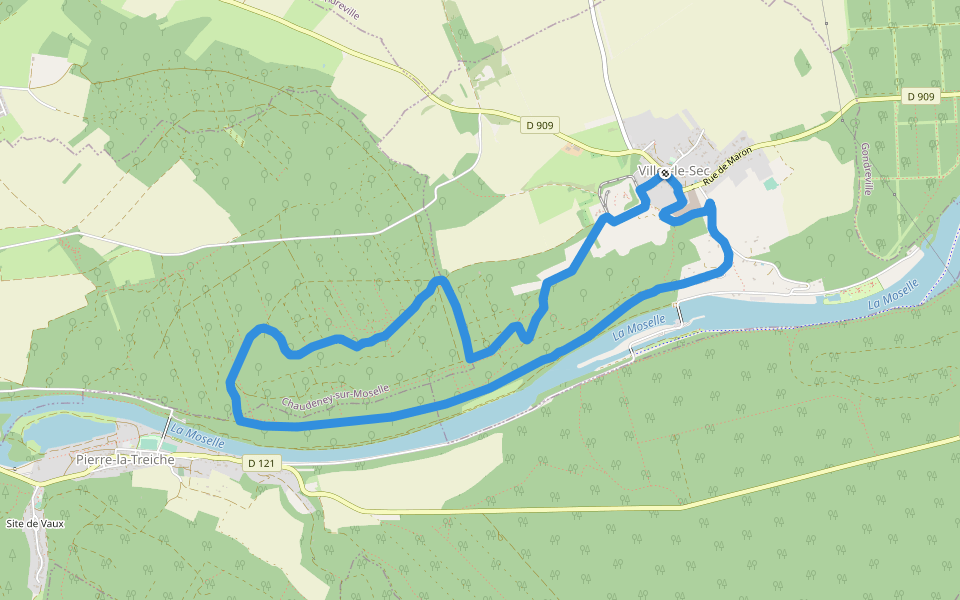 Circuit de la Poudrière walking route map in Villey-le-Sec