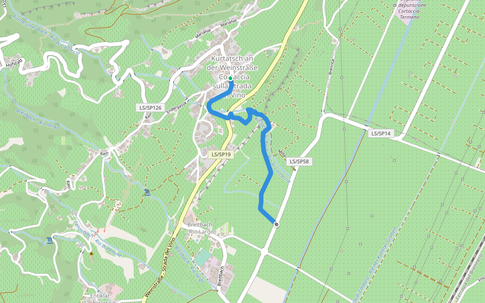 Mühlastiege walking route map in Cortaccia