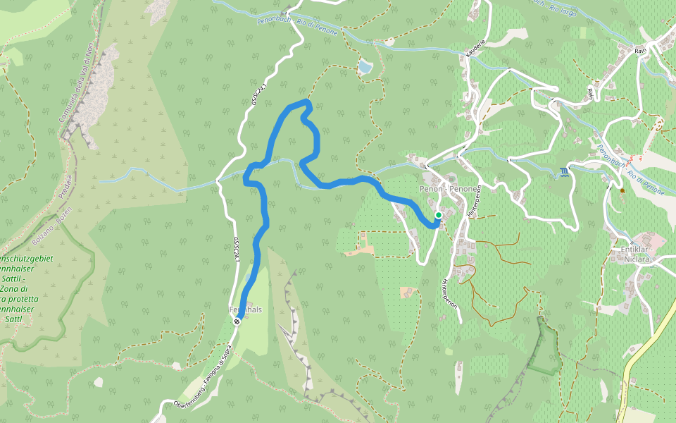 Römerweg walking route map in Penone