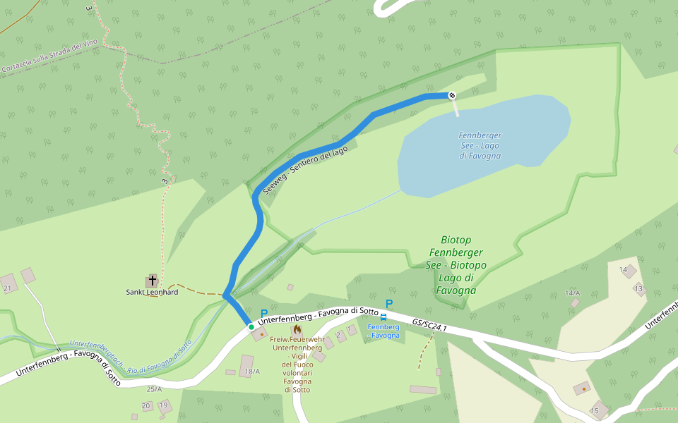 Seeweg - Sentiero del lago walking route map in Magré Sulla Strada del Vino