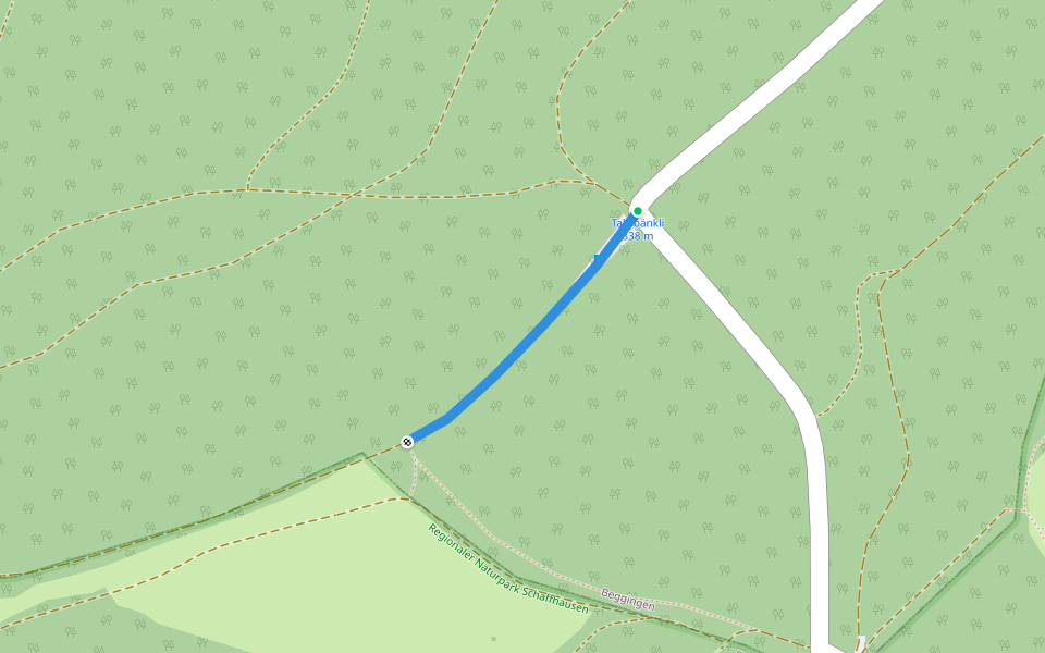 Vorders Zälgli - Talisbänkli walking route map in Beggingen