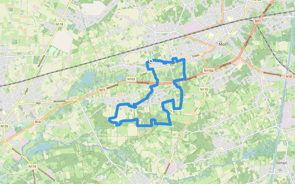 Molenpad walking route map in Mol