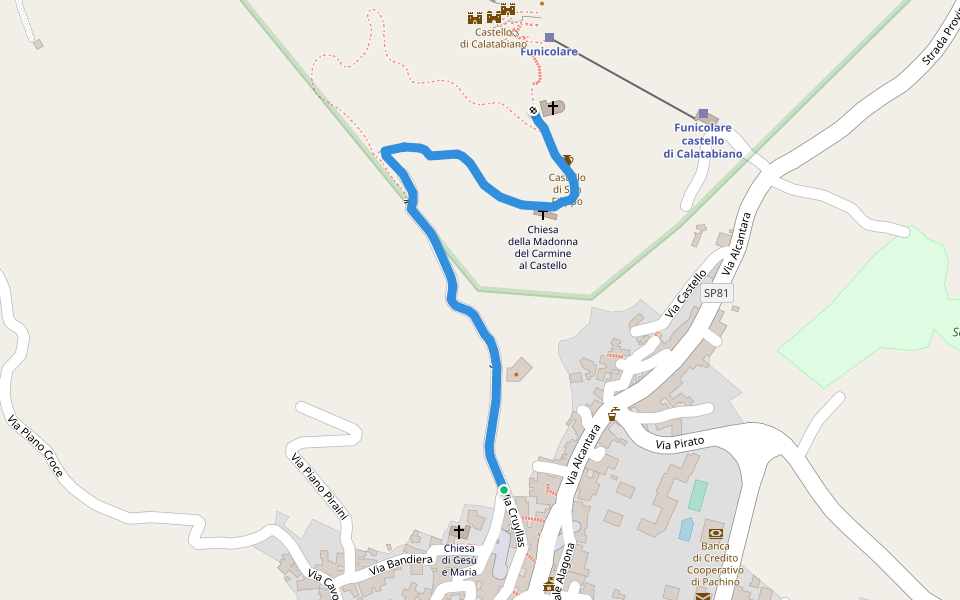 Sentiero devozionale San Filippo walking route map in Calatabiano