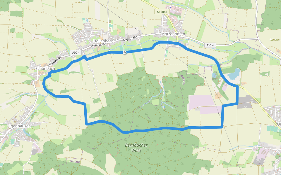 Durchs Krebsbachtal walking route map in Hollenbach