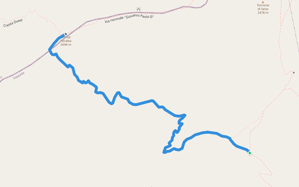 Sentiero della via ferrata “Sartor” walking route map in Sappada