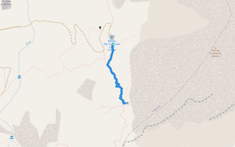 sentiero della ferrata CAI portogruaro walking route map in Sappada