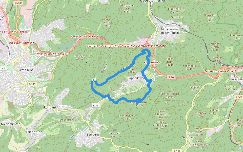 Arius-Tour walking route map in Münchweiler an der Rodalb