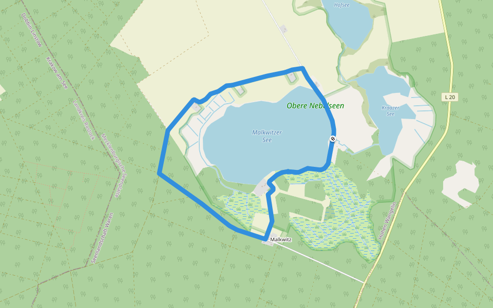 Rundweg Malkwitzer See walking route map in Hohen Wangelin