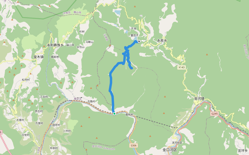 大瓦山徒步线 walking route map in Yaan