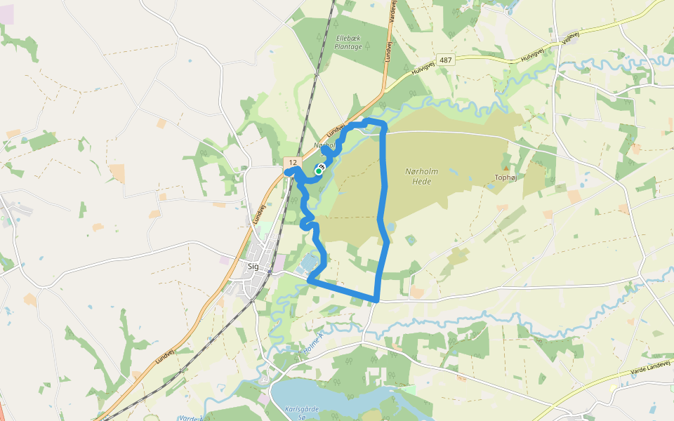 Nørholm Skov og hede walking route map in Varde