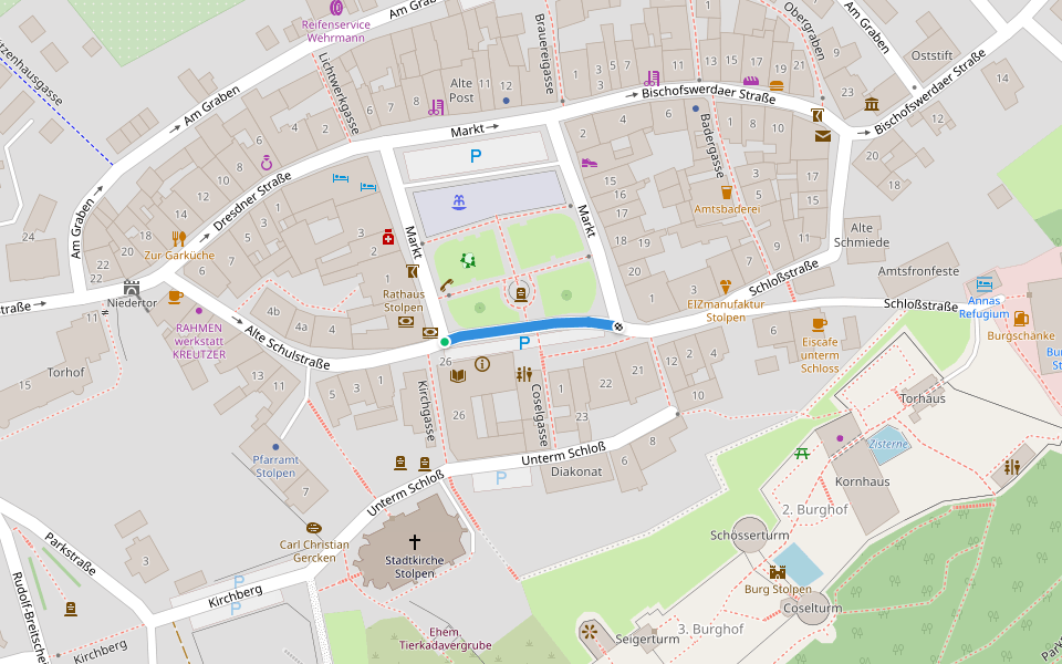 Blaues Dreieck walking route map in Stolpen